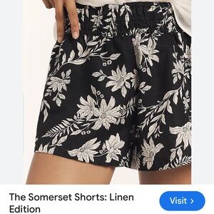 Anthropologie somerset linen black cream short 1X